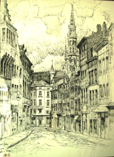 Zeichnungen mit dem Titel "Bruxelles" von Claude Hardenne, Original-Kunstwerk