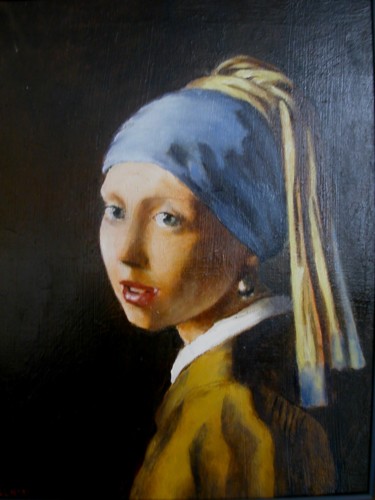 Peinture intitulée "La jeune fille à la…" par Claude Hardenne, Œuvre d'art originale