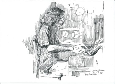 Drawing titled "pianiste" by Claude Hardenne, Original Artwork