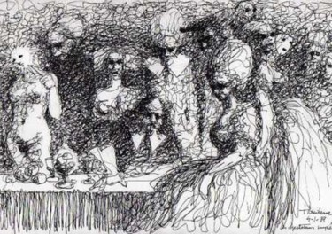 Peinture intitulée "Etrange assemblée" par Claude Hardenne, Œuvre d'art originale