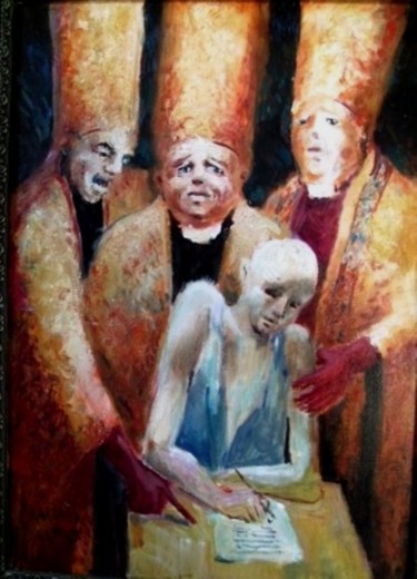 Painting titled "Inquisiteurs" by Claude Hardenne, Original Artwork