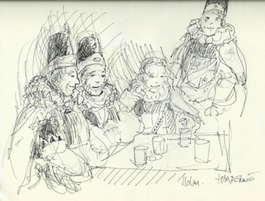 Zeichnungen mit dem Titel "Les Molons (confrér…" von Claude Hardenne, Original-Kunstwerk