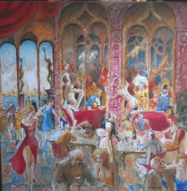 Painting titled "le grand café" by Claude Hardenne, Original Artwork