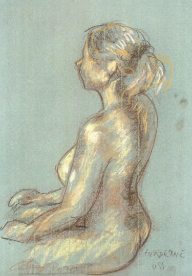 Drawing titled "Modèle" by Claude Hardenne, Original Artwork