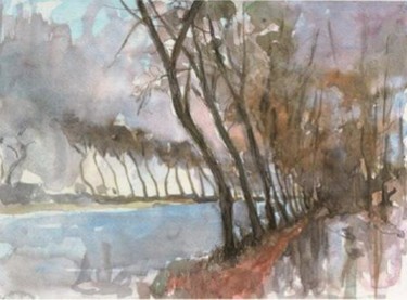 Pittura intitolato "Canal en Hollande (…" da Claude Hardenne, Opera d'arte originale