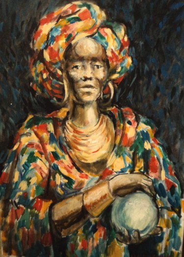 Peinture intitulée "Africaine" par Claude Hardenne, Œuvre d'art originale