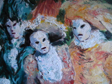 Painting titled "Masques" by Claude Hardenne, Original Artwork
