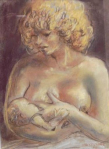 Dessin intitulée "Maternité" par Claude Hardenne, Œuvre d'art originale