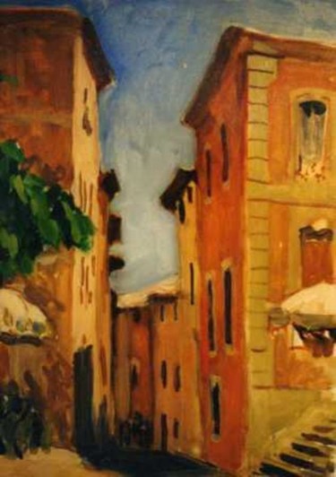 Malerei mit dem Titel "Une rue à Roussillon" von Claude Hardenne, Original-Kunstwerk