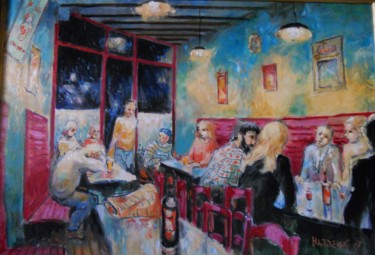 Peinture intitulée "Café de nuit" par Claude Hardenne, Œuvre d'art originale