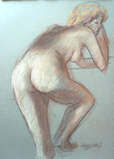 Drawing titled "de dos" by Claude Hardenne, Original Artwork