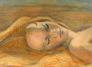 Dessin intitulée "Endormie" par Claude Hardenne, Œuvre d'art originale