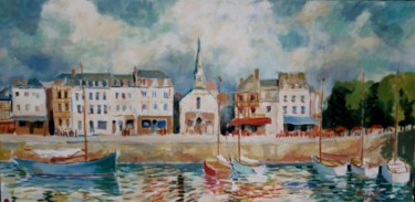 Malerei mit dem Titel "Honfleur: le quai S…" von Claude Hardenne, Original-Kunstwerk