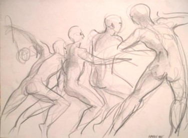 Dessin intitulée "Mouvement décomposé" par Claude Hardenne, Œuvre d'art originale