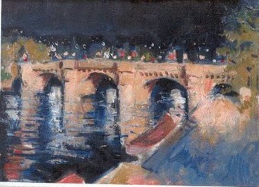 Painting titled "Le pont-neuf à Paris" by Claude Hardenne, Original Artwork