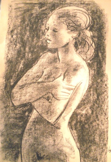 Drawing titled "Pudique" by Claude Hardenne, Original Artwork