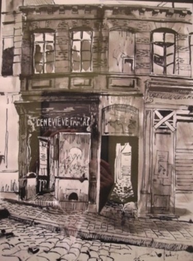 Drawing titled "ruelle à Mons" by Claude Hardenne, Original Artwork