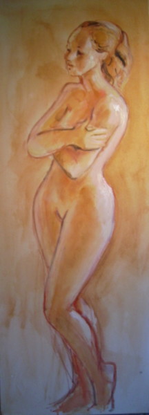 Painting titled "pudique" by Claude Hardenne, Original Artwork