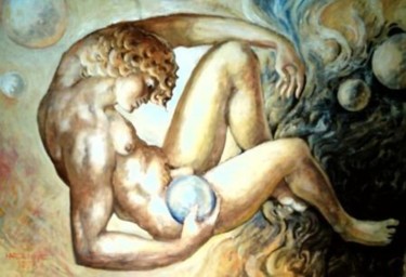 Pintura titulada "le jeune dieu qui j…" por Claude Hardenne, Obra de arte original