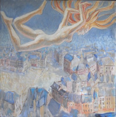 Painting titled "learning to fly" by Claude Hardenne, Original Artwork