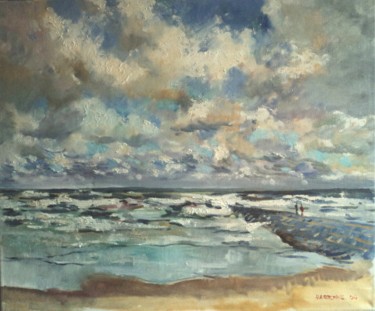 Peinture intitulée "Mer du Nord" par Claude Hardenne, Œuvre d'art originale