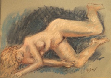Drawing titled "Etude de nu" by Claude Hardenne, Original Artwork, Pastel