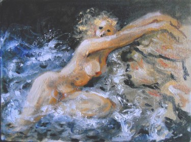 Painting titled "Naufragée" by Claude Hardenne, Original Artwork, Oil