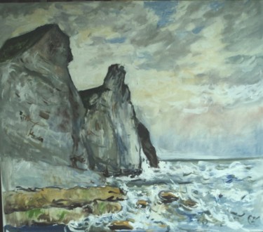 Painting titled "Etretat" by Claude Hardenne, Original Artwork, Oil