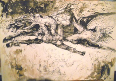 Dessin intitulée "Le cheval Bayard et…" par Claude Hardenne, Œuvre d'art originale, Encre
