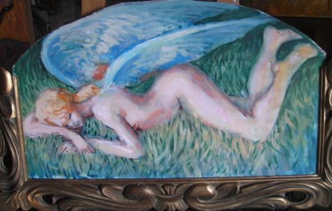 Painting titled "Ange endormie" by Claude Hardenne, Original Artwork