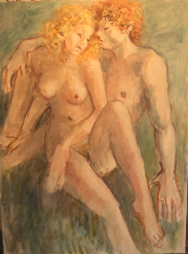 Painting titled "Amour" by Claude Hardenne, Original Artwork, Oil