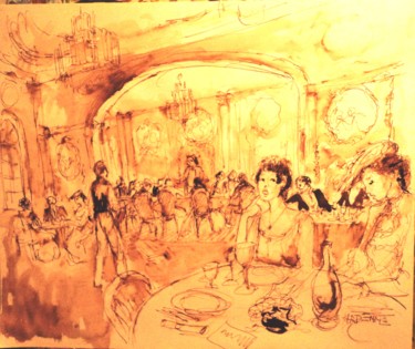 Drawing titled "un tournage ( the h…" by Claude Hardenne, Original Artwork