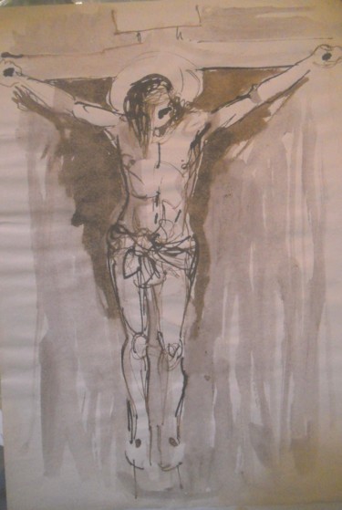 Dessin intitulée "CHRIST" par Claude Hardenne, Œuvre d'art originale