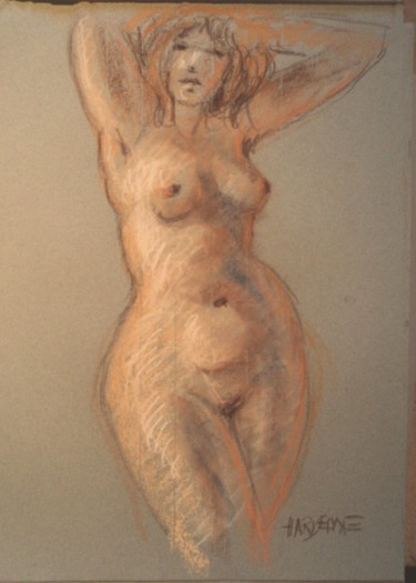 Drawing titled "Etude de nu" by Claude Hardenne, Original Artwork, Pastel