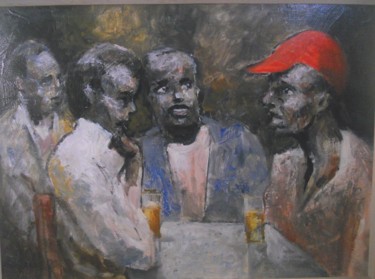 Peinture intitulée "la casquette rouge" par Claude Hardenne, Œuvre d'art originale