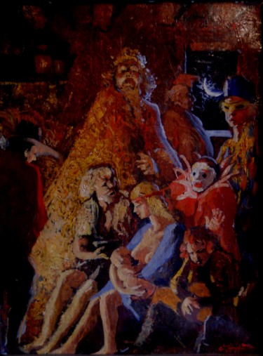 Painting titled "Nativité" by Claude Hardenne, Original Artwork