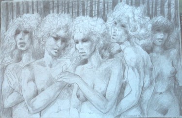 Drawing titled "Epousailles" by Claude Hardenne, Original Artwork