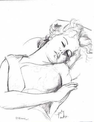 Disegno intitolato "Dormeuse" da Claude Hardenne, Opera d'arte originale, Inchiostro