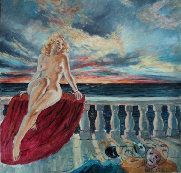 Painting titled "Alba après la nuit" by Claude Hardenne, Original Artwork, Oil