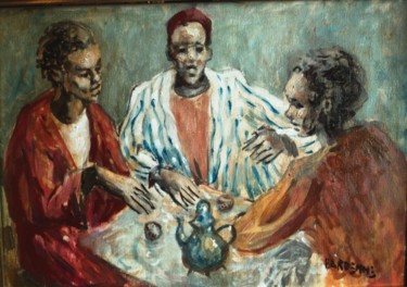 Painting titled "Trois Africains" by Claude Hardenne, Original Artwork