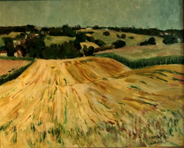 Painting titled "après la moisson" by Claude Hardenne, Original Artwork