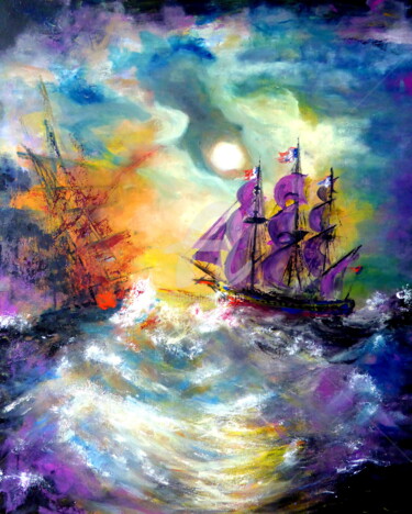 Painting titled "Hermione combattant…" by Claude Julia (CJULIA), Original Artwork, Oil