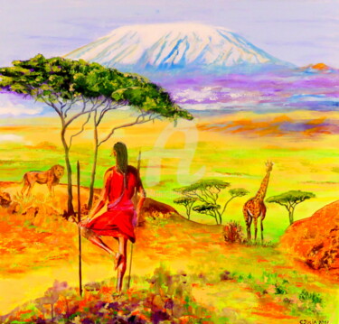 Pintura intitulada "Out of Africa" por Claude Julia (CJULIA), Obras de arte originais