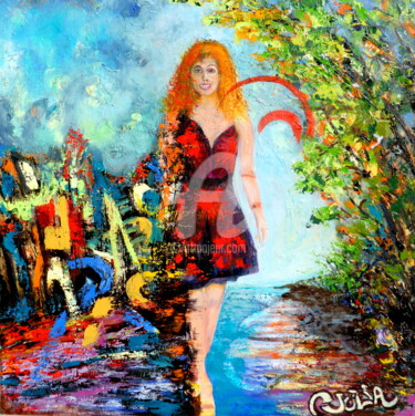 Painting titled "L'Accroche-coeur" by Claude Julia (CJULIA), Original Artwork, Oil