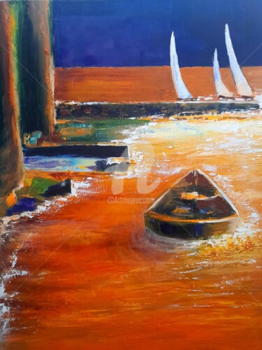 Malerei mit dem Titel "Le petit port" von Claude Julia (CJULIA), Original-Kunstwerk, Öl