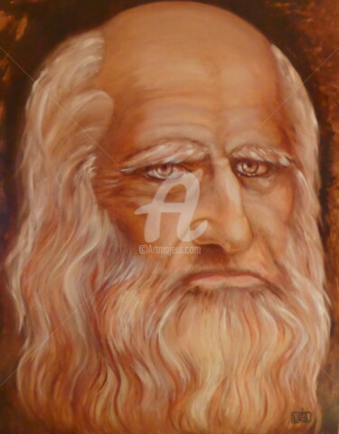 Painting titled "Léonardo da vinci" by Claude Julia (CJULIA), Original Artwork, Oil