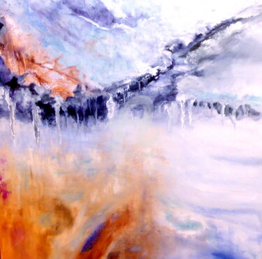 Painting titled "Neige et glace 2016" by Claude Julia (CJULIA), Original Artwork, Oil