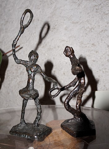 Sculpture titled "Couple de tennismen" by Claude Kuster, Original Artwork, Metals