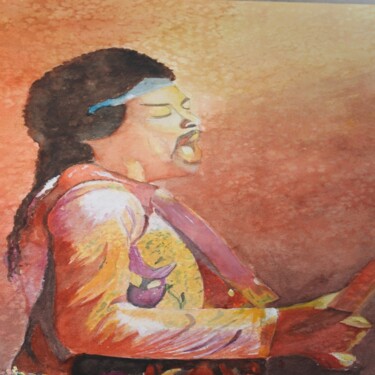Painting titled "jimmy hendrix" by Claude Lacointe, Original Artwork, Watercolor