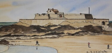 Painting titled "saint malo" by Claude Lacointe, Original Artwork, Watercolor